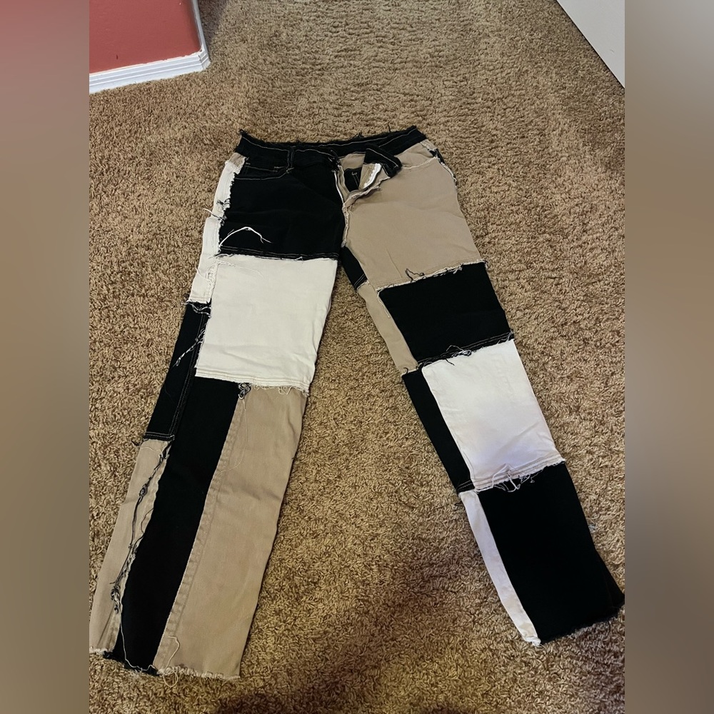 Patch work pants XL